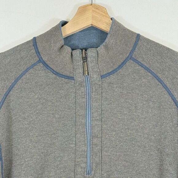 Tommy Bahama Mens Small Blue Grey Reversible Half Zip Casual Tight Knit Sweater‎ - Picture 6 of 11